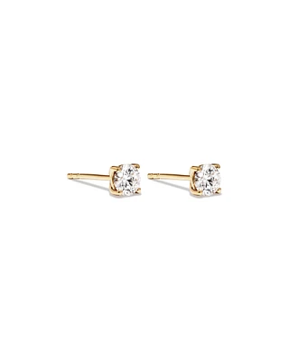 Carat TW Laboratory-Grown Diamond Solitaire Stud Earrings in 14kt Yellow Gold