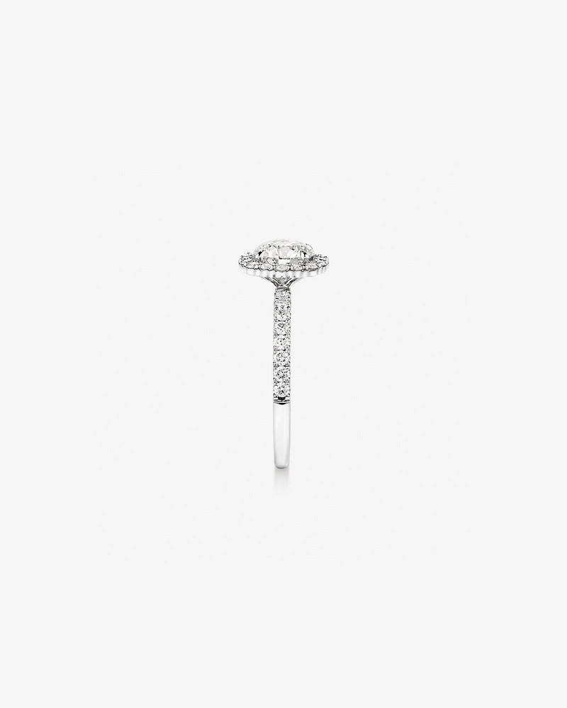 1.79 Carat TW Round Brilliant Laboratory-Grown Diamond Halo Engagemet Ring in 14kt White Gold