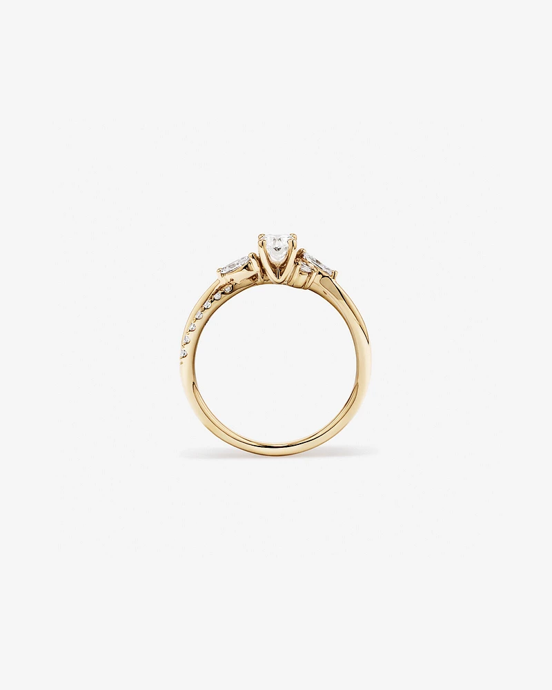 0.83 Carat TW Oval and Marquise Twist Engagement Ring in 14kt Yellow Gold