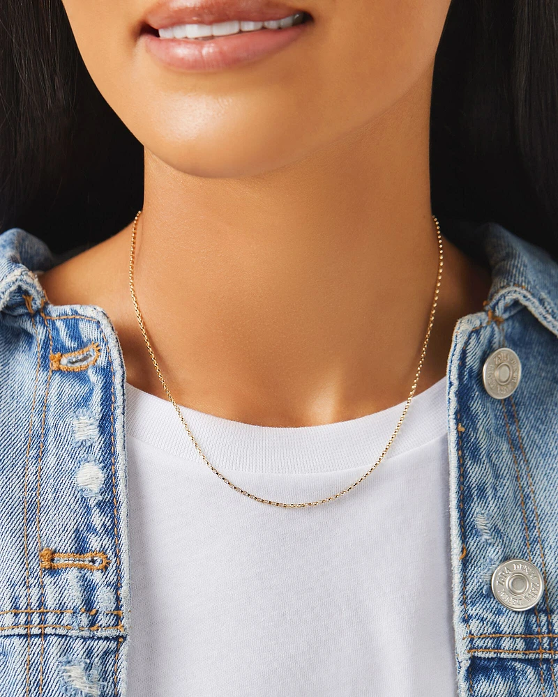 45cm (18") 1mm-1.5mm Width Diamond Cut Belcher Chain in 18kt Yellow Gold