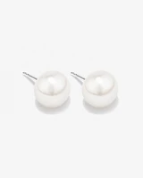 Stud Earrings with 9mm Button Cultured Freshwater Pearls in Sterling Silver