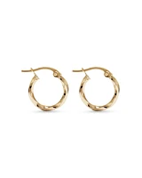 10mm Square Twist Hoop Earrings in 10kt Yellow Gold