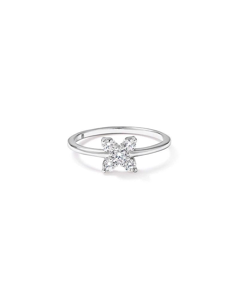 Cubic Zirconia Floral Ring Sterling Silver