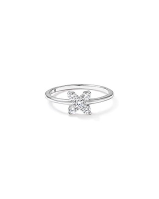 Cubic Zirconia Floral Ring Sterling Silver