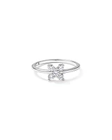 Cubic Zirconia Floral Ring Sterling Silver
