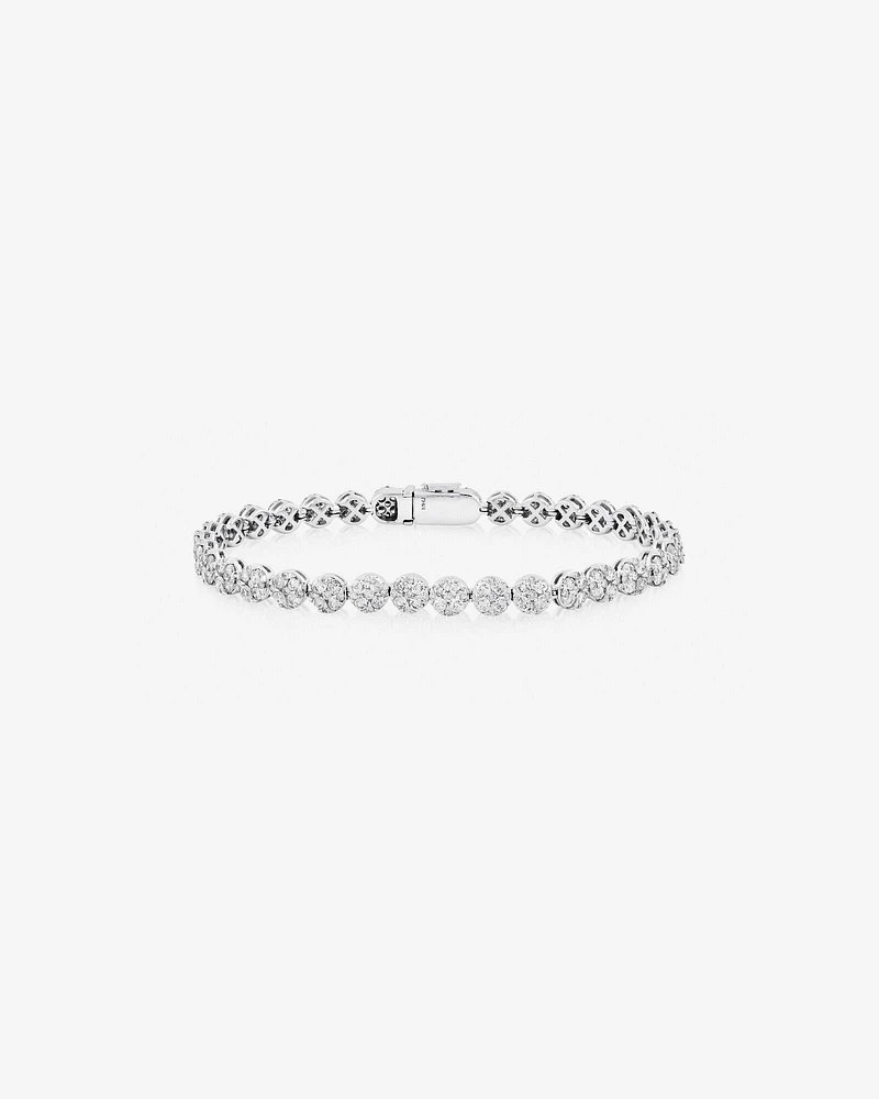 Bracelet de tennis en grappe de 9 diamants de 5,02 carats TW en or blanc 14 ct