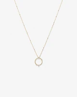 Diamond Studded Circle Necklace in 10kt Yellow Gold
