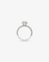 1.30 Carat TW Emerald Cut Diamond Pave Halo Engagement Ring in Platinum