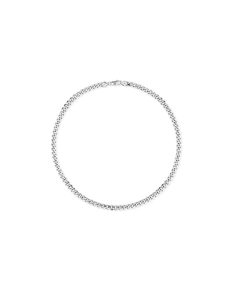 55cm (22") 7.20mm Width Bevelled Curb Chain Necklace in Sterling Silver