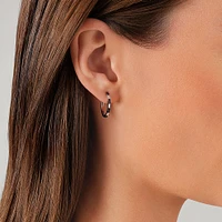 Sapphire & Diamond Dot Dash Hoop Earrings with 0.14 Carat TW in 10kt White Gold