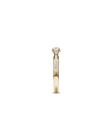 0.77 Carat TW Round Brilliant Diamond and Baguette, Princess Side Accent Engagement Ring with Hidden Halo in 14kt Yellow Gold