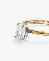1.00 Carat TW Oval Cut Diamond Solitaire Engagement Ring in 14kt Yellow and White Gold