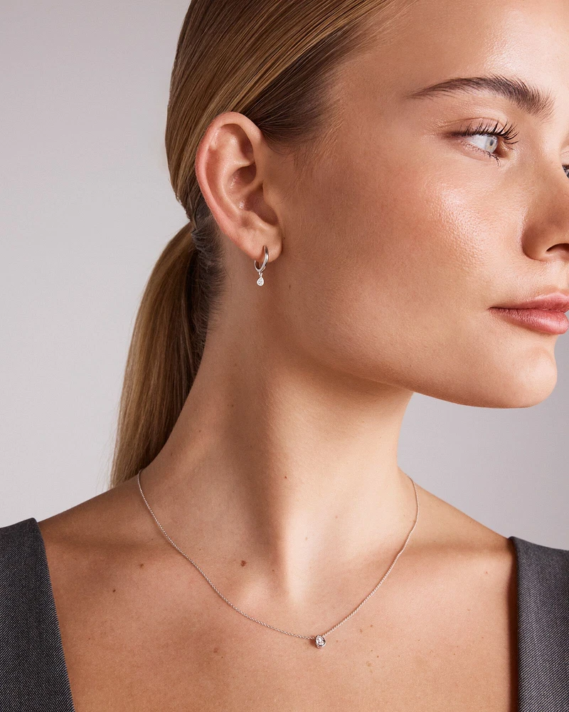 0.25 Carat TW Laboratory-Grown Diamond Bezel Box Set Pendant in Sterling Silver