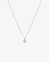 Pear Cubic Zirconia Halo Pendant Necklace in Sterling Silver