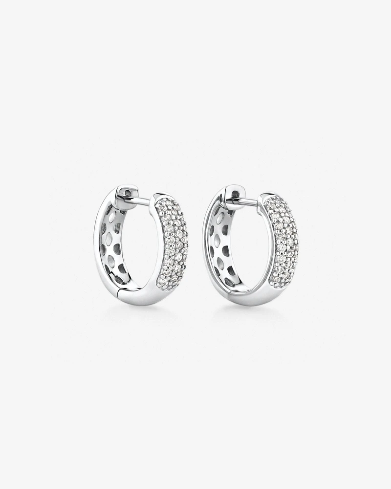Huggie Earrings With 1/4 Carat TW Of Diamonds In 10kt White Gold