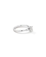 0.77 Carat TW Three Stone Oval and Marquise Cut Hidden Halo Engagement Ring in Platinum