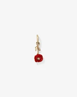 14mm Red Enamel Poppy Pendant in 10kt Yellow Gold