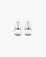 Polished Large Half Hoop Dome Stud Earrings in Sterling Silver