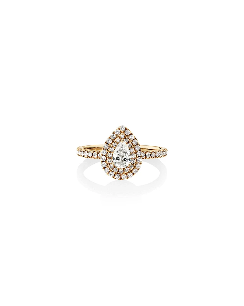 Double Halo Ring with 0.71 Carat TW of Diamonds in 18kt White Gold