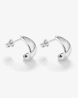 Polished Half Hoop Stud Earrings in Sterling Silver