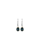 Earrings with London Blue Topaz in Sterling Silver and 10kt Yellow Gold