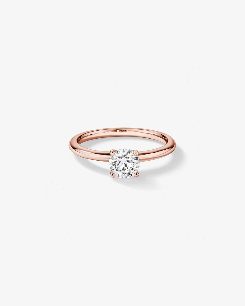 0,70 Carat Poids Total Bague De Fiançailles Solitaire En Diamant De Laboratoire Rond Brillant En Or Blanc 14 Carats