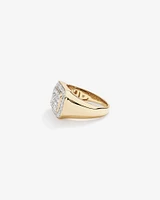 1.00 Carat TW Round Brilliant Diamond Pave Men's Signet Ring in 10kt Yellow Gold