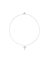 0.34 Carat TW Baguette and Round Brilliant Diamond Cross Pendant in 10kt White Gold