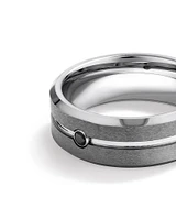 8mm Black Diamond Wedding Band in Tungsten