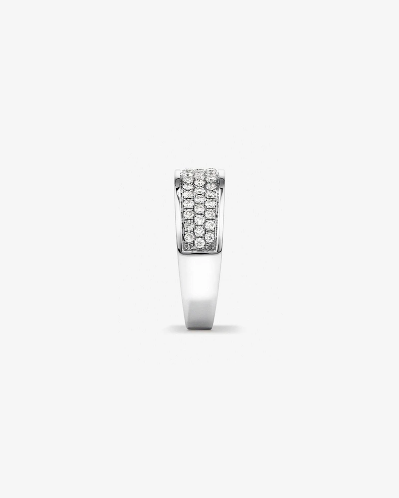 Men's Pave Ring with 0.87 Carat TW of Diamonds in 10kt White Gold