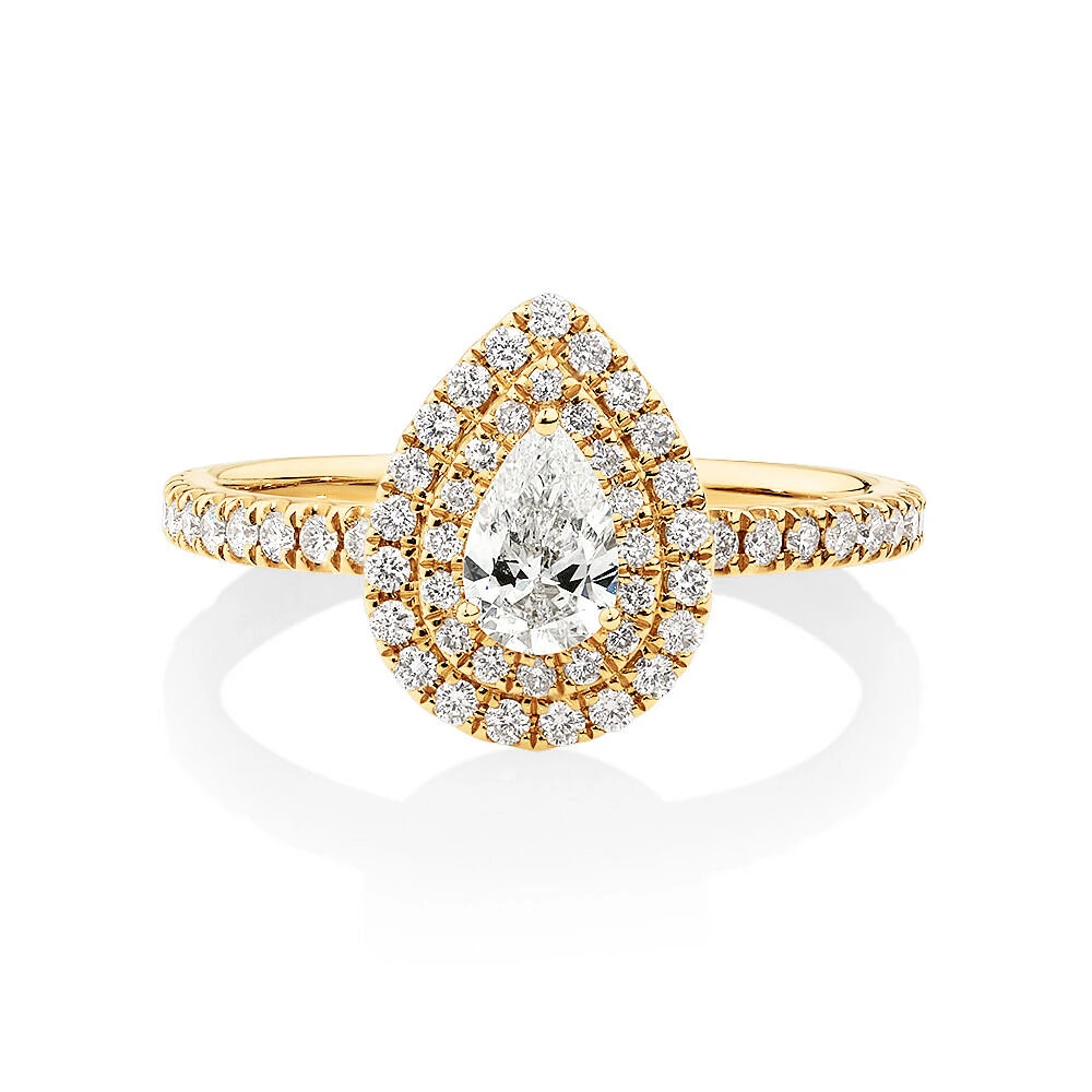 Double Halo Ring with 0.71 Carat TW of Diamonds in 18kt White Gold