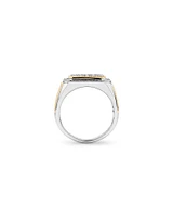 0.70 Carat TW Diamond Pave Two-Tone Men's Signet Ring in 10kt Yellow and White Gold