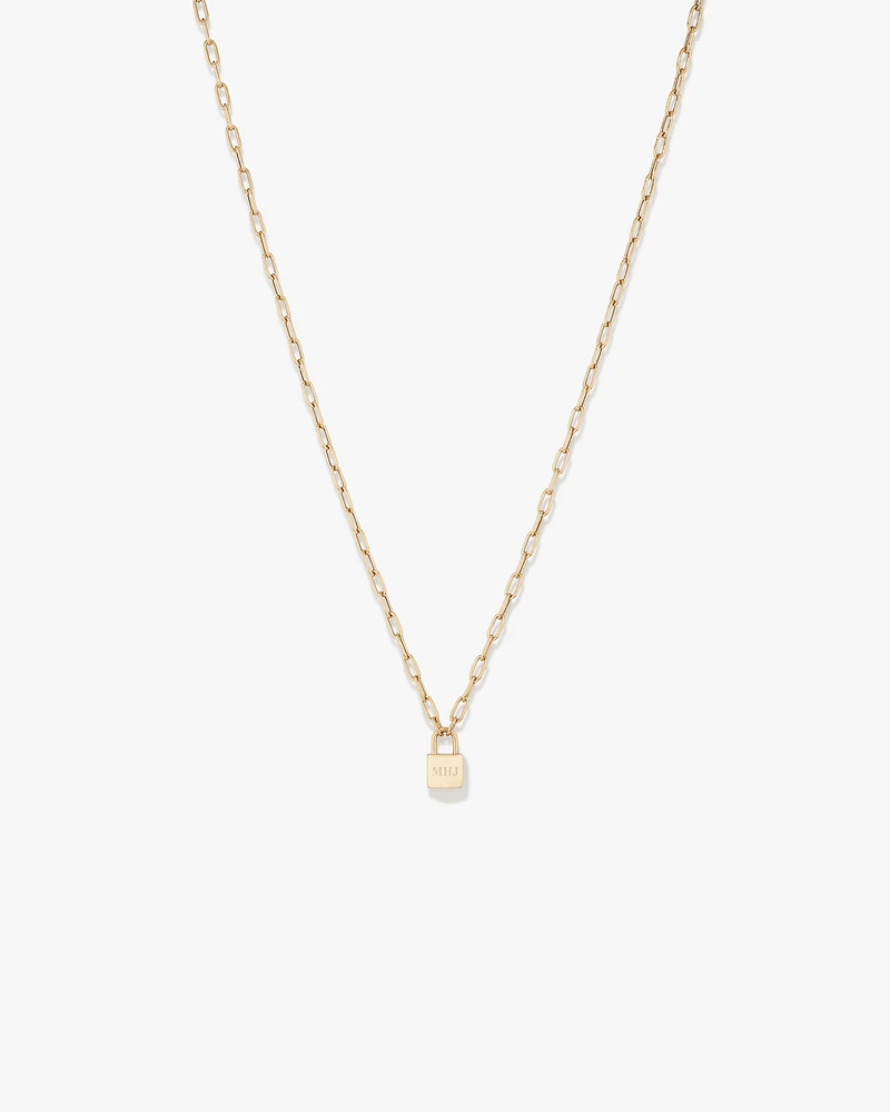 Signature Lock Necklace in 10kt Yellow Gold