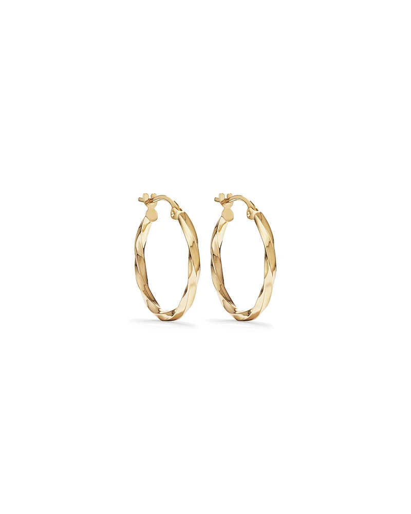 15mm Square Twist Hoop Earrings in 10kt Rose Gold