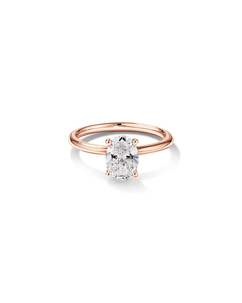 Carat TW Oval Laboratory-Grown Diamond Solitaire Engagement Ring in 14kt White Gold
