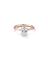 Carat TW Oval Laboratory-Grown Diamond Solitaire Engagement Ring in 14kt White Gold
