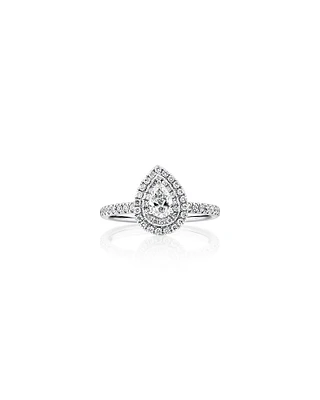 Double Halo Ring with 0.71 Carat TW of Diamonds in 18kt White Gold