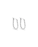 Pavé Cubic Zirconia Horseshoe Hoop Earrings in Sterling Silver