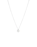 Fine Double Circle Diamond Pendant in Sterling Silver
