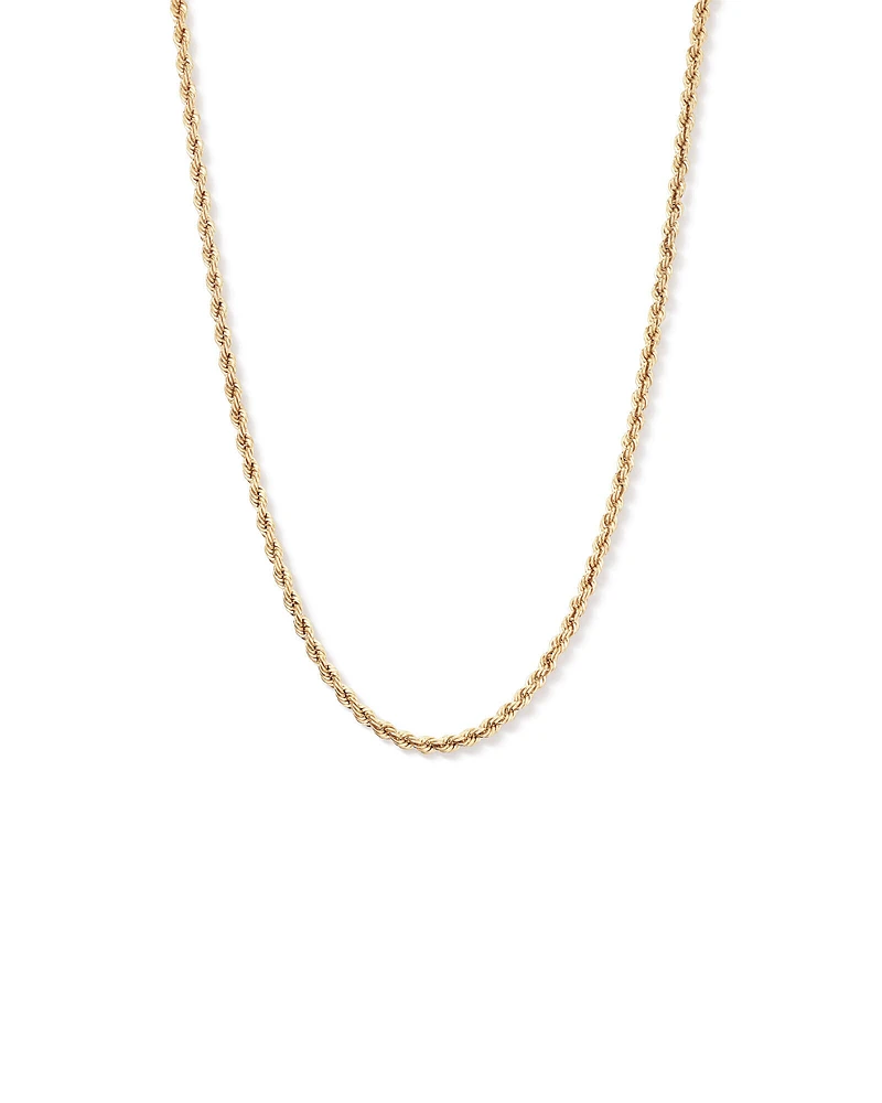 50cm (20") 4.4mm Width Hollow Rope Chain in 10kt Yellow Gold
