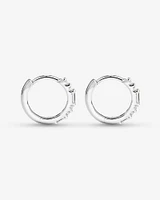 0.13 Carat TW Diamond Dot Dash Mini Hoop Earrings in 10kt White Gold