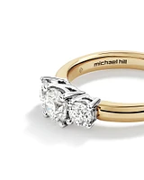 1.00 Carat TW Three Stone Round Brilliant Diamond Engagement Ring in 14kt Yellow and White Gold