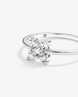 Cubic Zirconia Floral Ring Sterling Silver