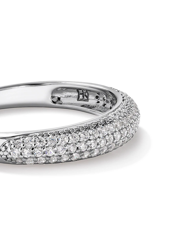 Cubic Zirconia Pave Dome Ring in Sterling Silver