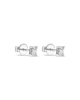 0.50 Carat TW Emerald Cut Diamond Solitaire Stud Earrings in 18kt White Gold