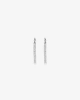 Full Pavé Set Cubic Zirconia Hoop Earrings in Sterling Silver