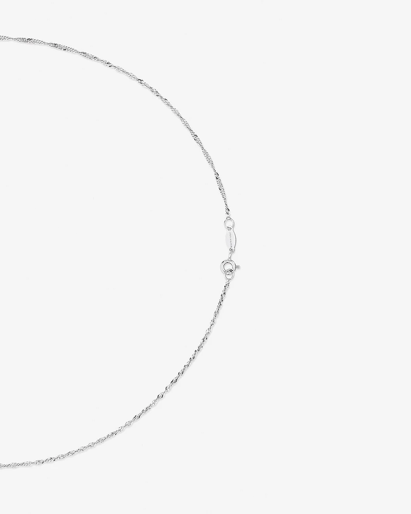 1.65mm Wide Solid Singapore Twist Chain in 10kt White Gold