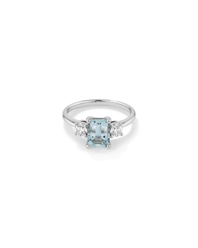 Ring with Aquamarine & 0.40 Carat TW of Diamonds in 10kt White Gold