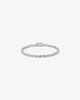 Pear Shaped Cubic Zirconia Bezel Set Tennis Bracelet in Sterling Silver
