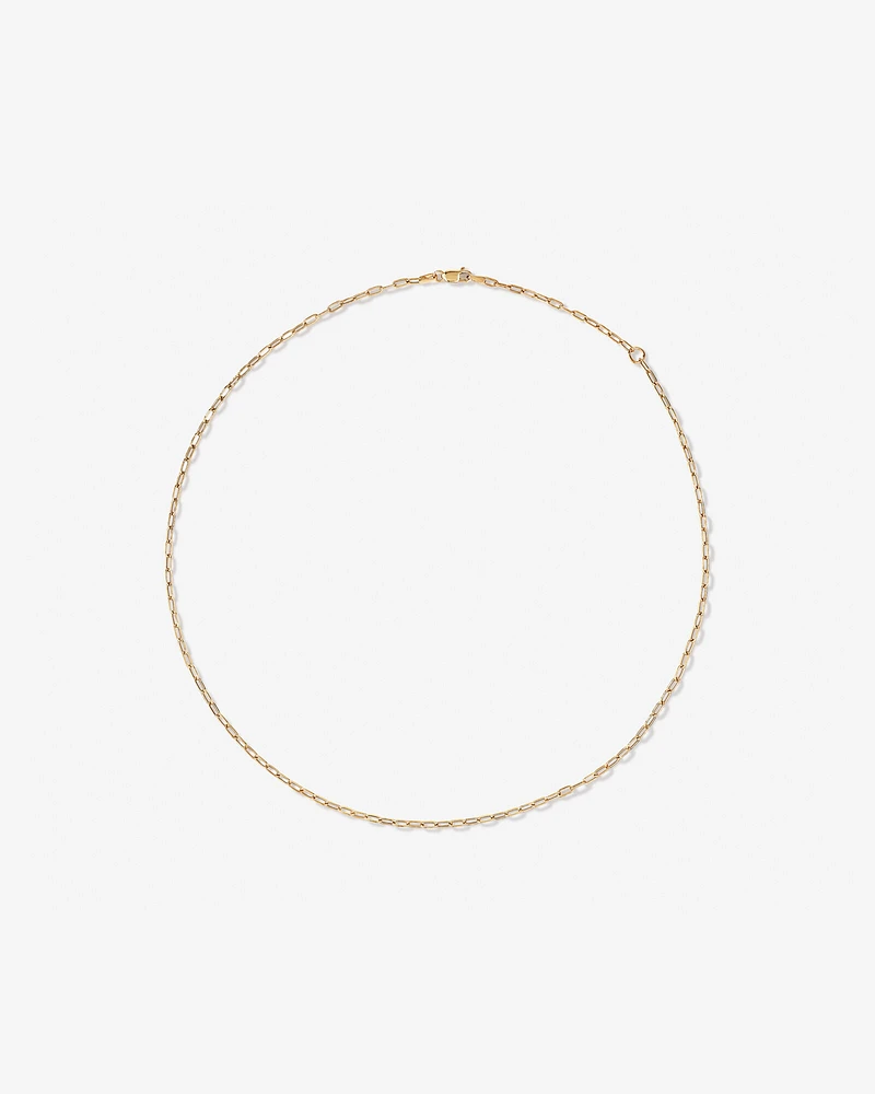 45cm (18”) 2mm-2.5mm Width Hollow Paperclip Chain in 10kt Yellow Gold